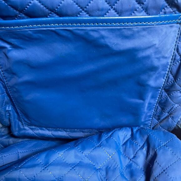 Tory Burch Perry Navy Blue Nylon small backpack royal blue leather trim . main image 16